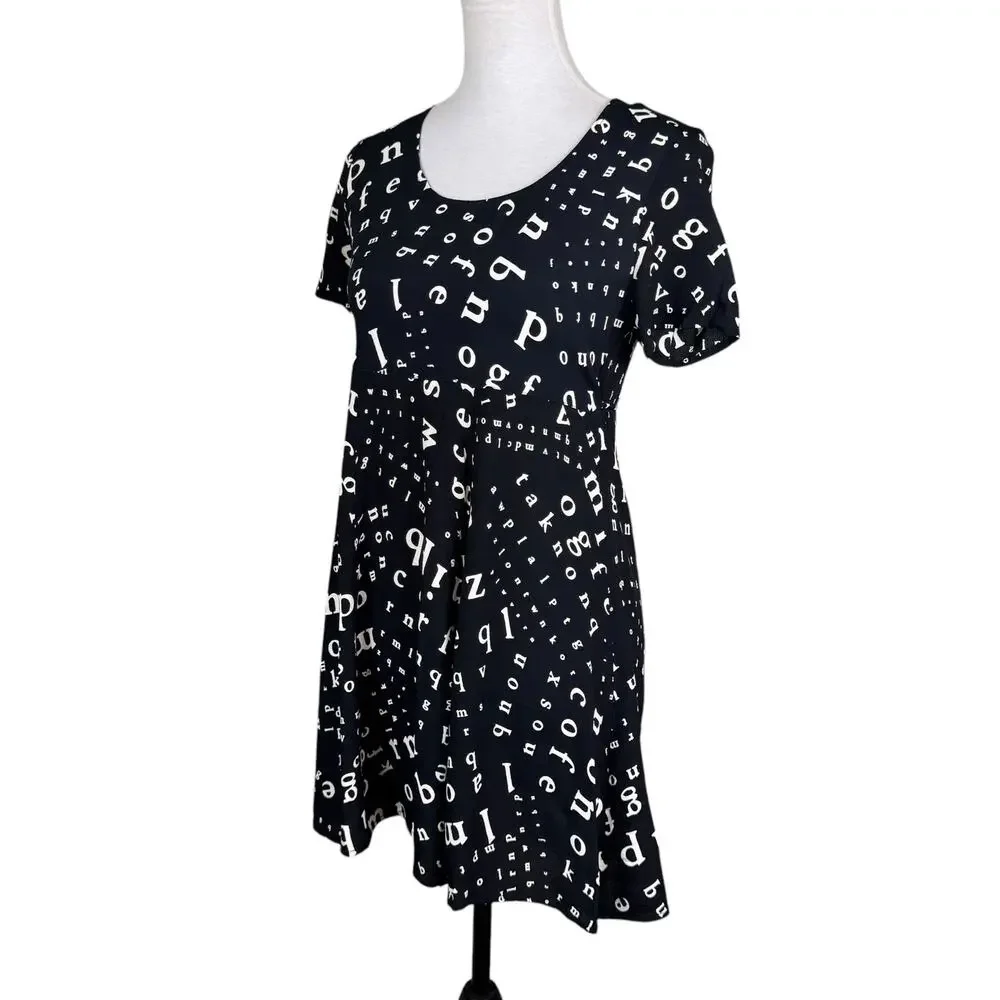 Laundry by Shelli Segal Vintage Black & White Alphabet Mini Dress - Picture 2 of 11
